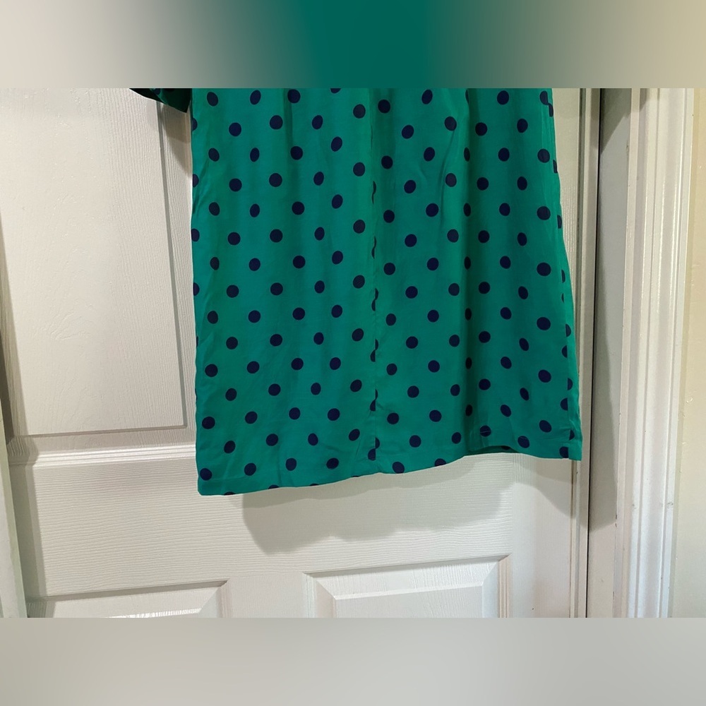 Boden Silk Blend Polka Dot Dress Green and‎ Navy Size 8 - Picture 7 of 10